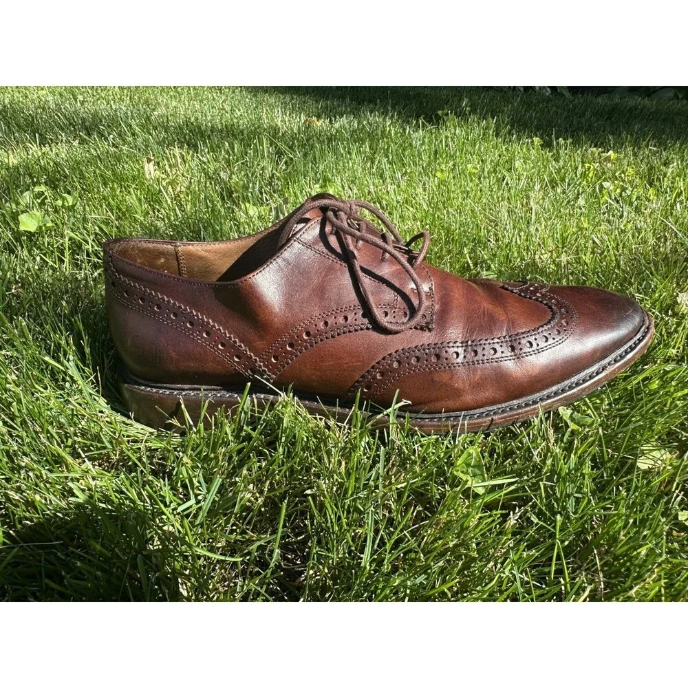 Frye Dress Shoes Mens 11D James Wingtip Brogue Gunnboat Oxford Brown Casual